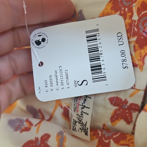 FREE PEOPLE Summer Of Love Floral Convertible BandeauTop In Natural/un.Sz S NWT - Picture 7 of 9